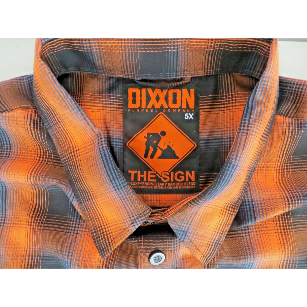 Dixxon Flannel Mens 5XL Orange and Black "The Sign" Biker Grunge Bamboo Blend